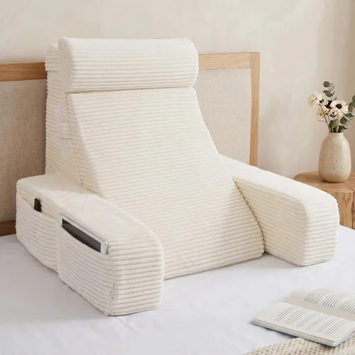 Miniatura 8 de Vekkia - Almohada de lectura ajustable y almohada trasera con respaldo – Espuma multi-densidad zonificada para soporte específico, bolsillos