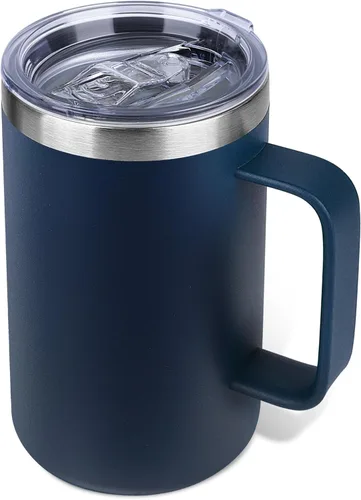 Miniatura 23 de Taza de café aislada de 22 onzas con asa y tapa a prueba de fugas, vaso de viaje de acero inoxidable de doble pared para viajes, oficina, hogar
