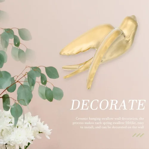 Miniatura 3 de LIFKOME Decoración de pared de pájaro Adorno de pared de pájaro colgante de pared de pájaro de cerámica colgante decoración colgante de pared