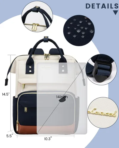 Miniatura 5 de LOVEVOOK Mochila de moda para mujer, Beige-azul-marrón, Bolso mochila de moda