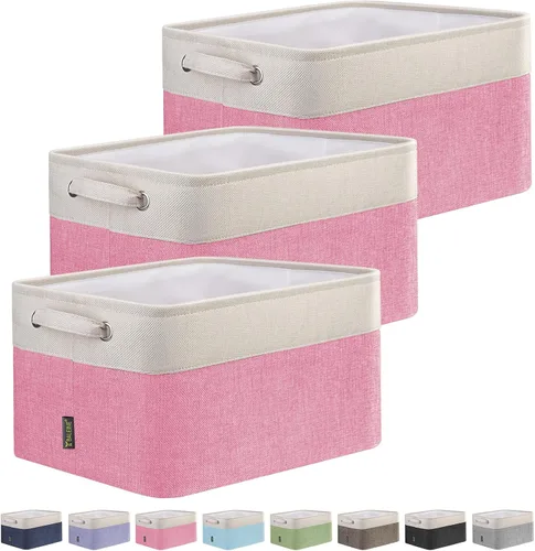Miniatura 41 de BALEINE 1 paquete de contenedores de almacenamiento de tela para estantes, cestas de almacenamiento de lino para organizar, contenedores decorativos