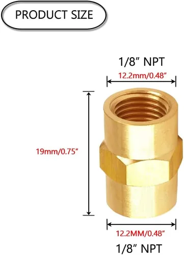 Miniatura 2 de HQMPC Pezón hembra hexagonal de latón montaje de tubería hembra acoplamiento hexagonal 1/8 "NPT 6 piezas