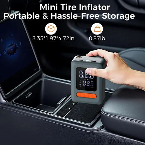 Miniatura 5 de ApexNexus Inflador de Neumáticos Compresor de Aire Portátil y Arrancador de Coche, Bomba de Aire Inalámbrica con Luz LED y Manómetro de Presión