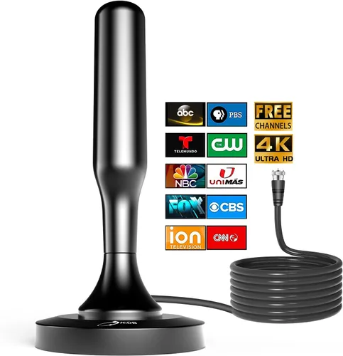 HIDB Antena de TV para Smart TV en interiores, antenas digitales HD para interiores con base magnética fuerte, fácil instalación, recepción de largo