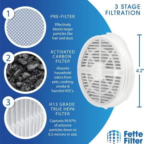 Miniatura 6 de Fette Filter - Paquete de 4 filtros de repuesto True HEPA con carbón activado compatibles con Fridababy, Meleden, RIGOGLIOSO GL-2103 purificadores