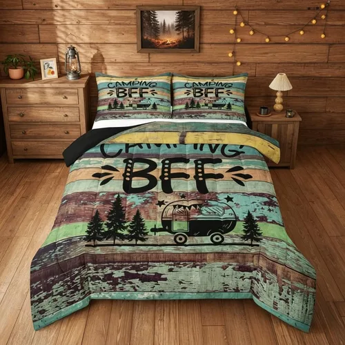 Miniatura 25 de Juego de edredón de camper tamaño matrimonial, edredón acolchado para adolescentes y niños, juego de ropa de cama rústica de granja para niños