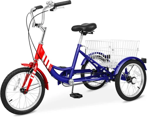 LILYPELLE Triciclo triciclo de 16 pulgadas para principiantes y bicicletas de 3 ruedas de una sola velocidad, bicicletas de tres ruedas con cesta