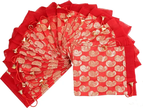 Miniatura 3 de Handcrafted Traditional Indian MultiColor Colors Drawstring Purse Bag Pouch Potli for Gift Jewelry Packaging