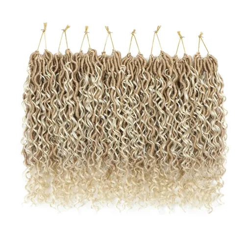 Miniatura 44 de 6 paquetes de cabello sintético rizado de Locs Crochet de 22 pulgadas, cabello de ganchillo estilo diosa, trenzas hippie sintéticas, extensiones