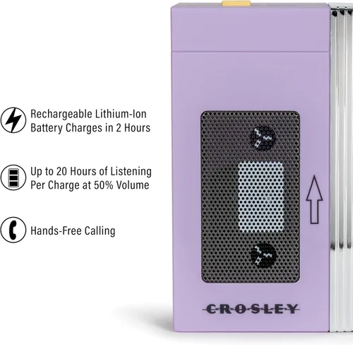 Miniatura 2 de Crosley CR3047A-LN Mini Altavoz Bluetooth portátil retro de los años 80, inalámbrico con micrófono, vintage, lavanda