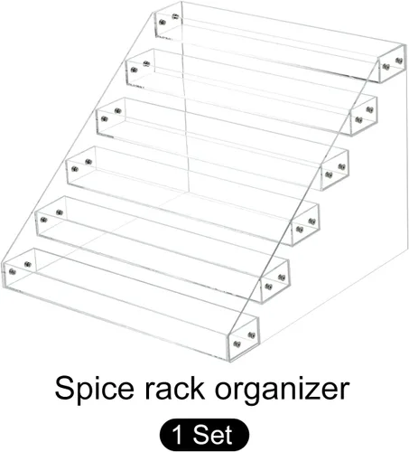 Miniatura 3 de METALLIXITY Estante de especias acrílico, organizador de 6 niveles transparente para especias para condimentos, elevadores de exhibición, adecuado