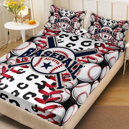 Miniatura 2 de AILONEN Juego de sábanas de béisbol, juegos de ropa de cama deportiva para niños, adolescentes, decoración de dormitorio, tamaño individual