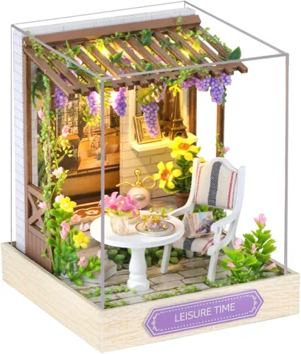 Miniatura 12 de OZJAY Kit de Casa de Muñecas en Miniatura DIY, Kit de Casa Pequeña con LED y Movimiento de Música, Kit de Casa de Muñecas de Madera DIY en Miniatura