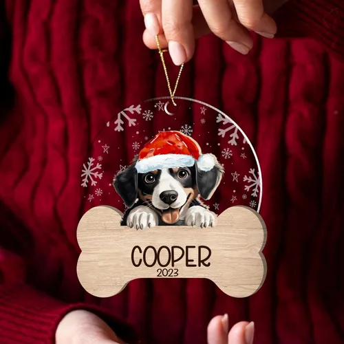 Miniatura 68 de Nazenti American Pit Bull Terrier Adorno de Navidad, adorno de perro fotográfico, adorno de perro personalizado, adornos de fotos de madera