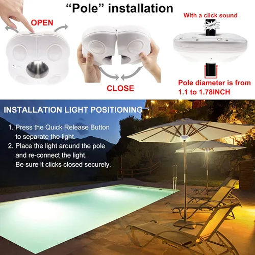 Miniatura 5 de LUXSWAY Luz de sombrilla de patio que cambia de color, funciona con pilas, color blanco