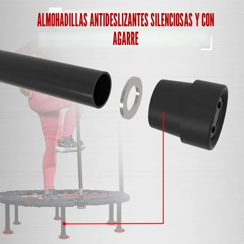 Miniatura 6 de Kanchimi - Mini trampolín plegable de 40"/48" para fitness, cama elástica para ejercicio en interiores con mango, carga máxima de 330 libras Negro