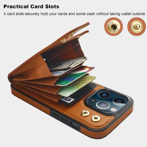 Miniatura 4 de Folosu Funda compatible con iPhone 13 Pro con soporte para tarjetas, rotación de 360°, soporte de anillo de dedo con función atril, protección RFID