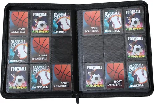 Miniatura 3 de Carpeta de cartas de juego con cremallera negra de 360 bolsillos de alta calidad, álbum resistente para tarjetas intercambiables, carpeta