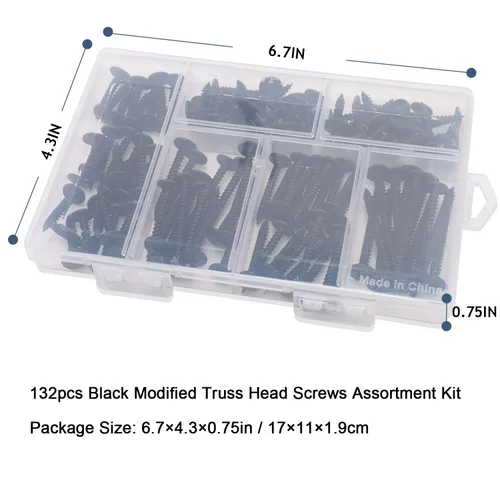 Miniatura 7 de JEGONFRI #8 Kit de surtido de tornillos de cabeza de cercha modificados negros, 132 piezas, Phillips Drive, tornillos de madera, tornillos, surtido