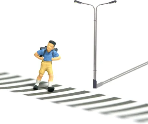 Miniatura 7 de MECCANIXITY Modelo ferroviario LED farol lámparas poste luces blancas 1/75 escala 5.1 in 5.12 pulgadas 3V, paquete de 4