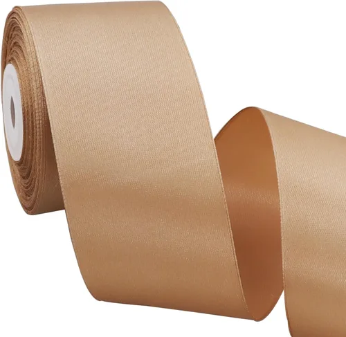 Miniatura 10 de TONIFUL - Cinta de satén de oro rosa de 2 pulgadas x 25 yardas de ancho, rollo de cinta de satén sólida para manualidades, cinta para silla