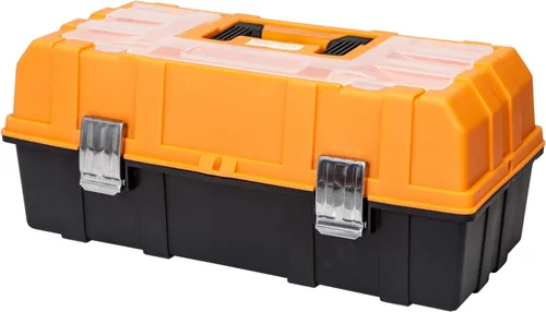 Miniatura 8 de Torin Caja de herramientas de plástico de 17 pulgadas, caja de herramientas portátil organizadora de almacenamiento multifunción de 3 niveles