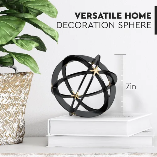 Miniatura 3 de Esfera decorativa para decoración del hogar, negro y dorado, pintada a mano, bolas decorativas modernas para sala de estar, dormitorio, cocina