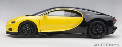 Miniatura 7 de Autoart Bugatti Chiron Jaune Molsheim Amarillo y Nocturne Negro Modelo 1/18