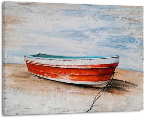 Miniatura 10 de SYGALLERIER Lienzo costero pintado a mano, pintura de naturaleza muerta, cuadros náuticos modernos, arte estético para sala de estar, dormitorio