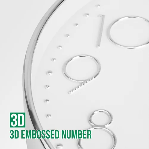 Miniatura 6 de Reloj de pared de 12 pulgadas, silencioso, moderno, estilo simple, redondo, decorativo, con esfera estereoscópica de cuarzo, para Plata