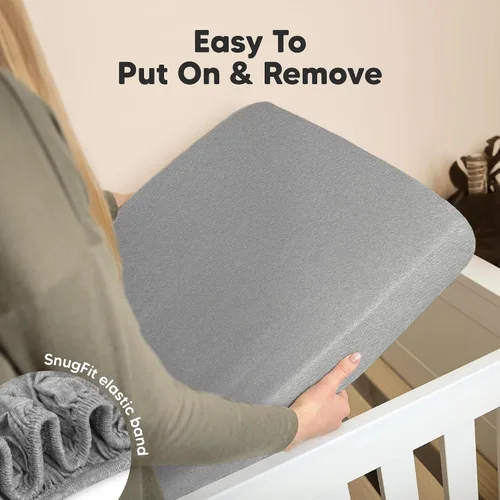 Miniatura 6 de KeaBabies Paquete de 2 sábanas orgánicas para cuna para niños y niñas, sábana bajera ajustable de 52 x 28 pulgadas, funda de algodón de jersey Nube