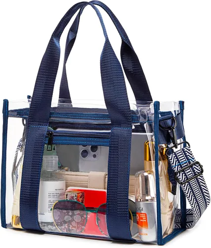 Miniatura 10 de Bolsa transparente UEOE para eventos en estadios, gran bolso de mano transparente con bolsa con cremallera exterior e interior para eventos