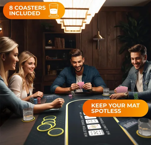 Miniatura 3 de Newverest Tablero de Mesa de Póquer de 70" x 35", Tapete de Póquer Texas Hold'em para Noches de Juego en Casa hasta 10 Jugadores, Casino Cubierta