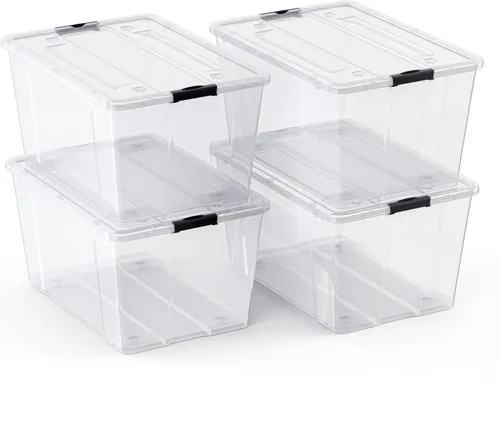 Miniatura 8 de Lifetime Appliance Parts paquete de 6 contenedores organizadores de almacenamiento de plástico de 34 cuartos de galón con tapa ultra duradera