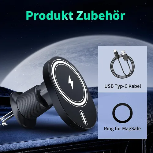 Miniatura 8 de Cargador de montaje para coche MagSafe [carga rápida de 15 W] Soporte de teléfono inalámbrico para iPhone 17 16 Pro Max 15 Plus 14 13 12 y Samsung
