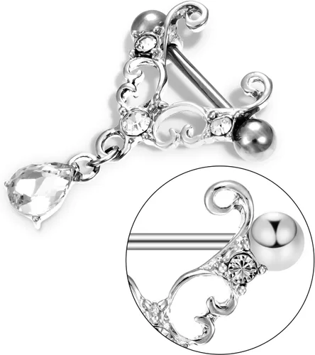 Miniatura 5 de Hicarer 12 anillos falsos de acero inoxidable para el pecho, incluye 8 anillos de pecho sin perforación y 4 anillos de pecho de imitación