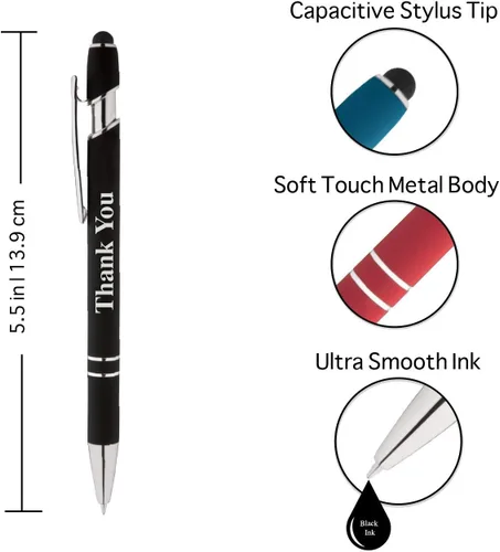 Miniatura 2 de Express Pencils Thank You - Juego de 2 bolígrafos de metal suave al tacto con caja de regalo, 2 en 1 combo de bolígrafos para eventos, apreciación
