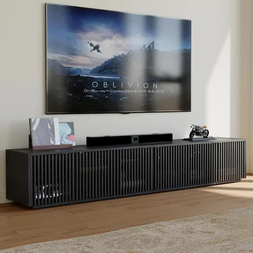 Miniatura 15 de POVISON Soporte de TV Moderno de Mediados de Siglo Completamente Ensamblado, Consola Multimedia de Listones de Madera de 59.06" para TV de 55