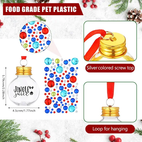Miniatura 7 de Dingion 12 piezas de adornos de bola de alcohol de Navidad, adornos de árbol de Navidad, bolas de bebida de Navidad, bolas de bebida festivas