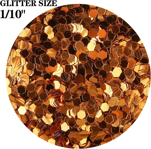 Miniatura 2 de TORC Brillantina gruesa dorada y naranja de 4 onzas para resina, manualidades, arte de uñas, cosméticos, festivales, maquillaje, 1/10 (0.098 in)
