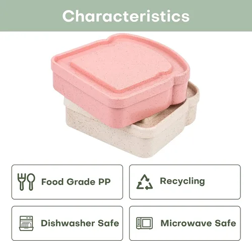 Miniatura 3 de NADUSEP Contenedores para sándwich, 2 unidades, caja de sándwiches, almacenamiento de alimentos, soporte en forma de tostada, de plástico
