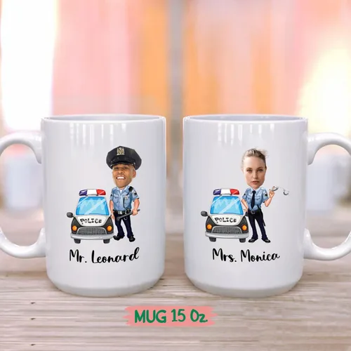 Miniatura 2 de Taza de café blanca personalizada con cara de policía de policía de 11 15 onzas, taza de café de policía de sargento de policía, regalo para hombres