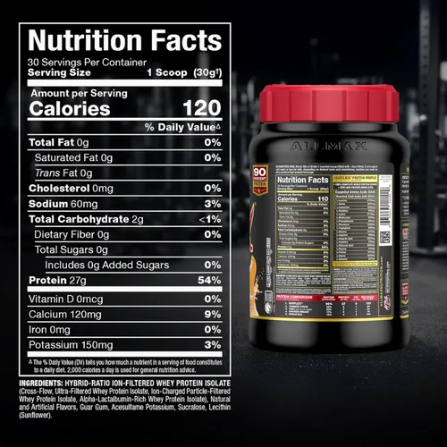 Miniatura 7 de AllMax Nutrition ISOFLEX Proteína aislada de suero, Sabor a Naranja y Crema - 2 lb (907 g) - 27 Gramas de Proteína por Cucharada - Cero Grasa