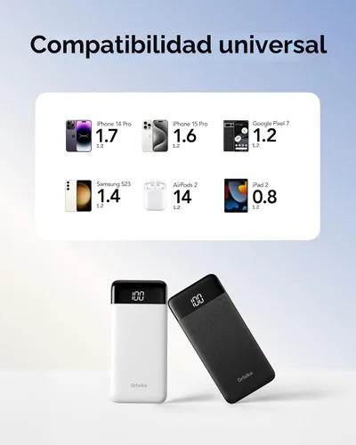 Miniatura 6 de Orfeika Cargador de teléfono portátil, Banco de energía portátil de 10000mAh con cables incorporados, paquete de batería esencial para viajes