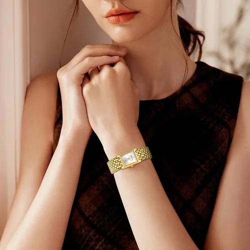 Miniatura 8 de GOLDEN HOUR Reloj de oro con pulsera rectangular vintage para mujer
