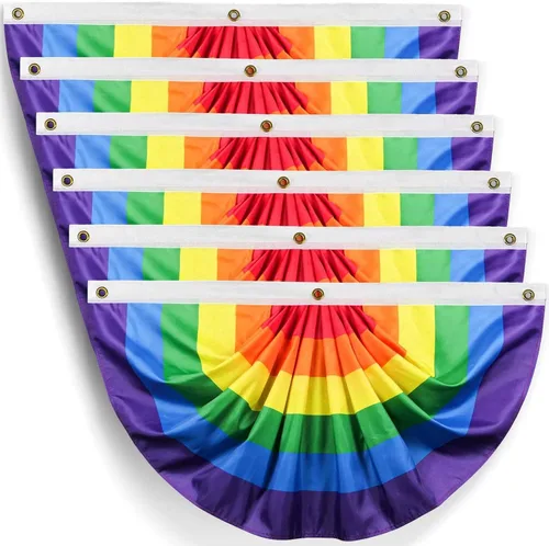 Miniatura 13 de 4 unidades de bandera plisada de abanico de orgullo transgénero de 1.5 x 3 pies, decoración gay, suministros de fiesta, decoración de pared LGBTQ