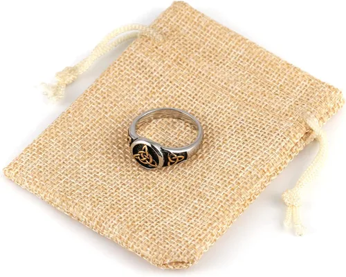 Miniatura 12 de HZMAN Triquetra Trinity Knot Anillo de acero inoxidable con nudo celta irlandés
