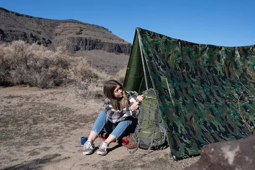 Miniatura 7 de Lona ligera y compacta para tienda de campaña, impermeable, multifuncional, para tienda de campaña con bolsa de transporte con cordón