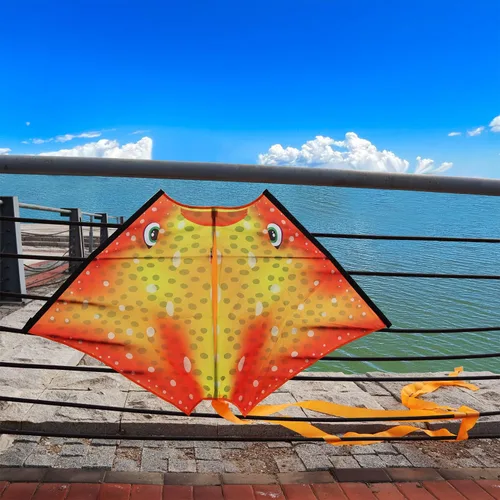 Miniatura 2 de HONBO Ray Kite para niños y adultos, cometa grande para playa, fácil de volar, cometa Delta de una sola línea, mango de cometa incluido