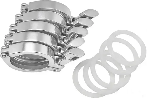 Miniatura 16 de Acero inoxidable 304 Single Pin Heavy Duty Tri Clamp con tuerca de ala para virola TC 1.5 "con 1 unid junta de silicona